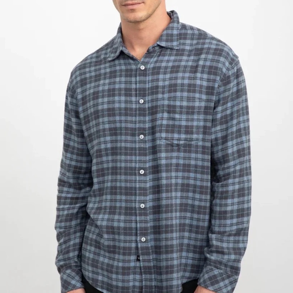 Rails Men’s Lennox Brushed Cotton Blue Plaid Button Down Long Sleeve Shirt
